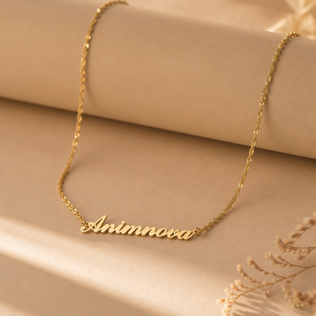 Light Script Name Necklace — Stainless Steel