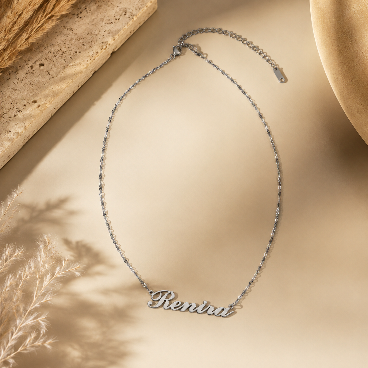 Light Script Name Necklace — Stainless Steel