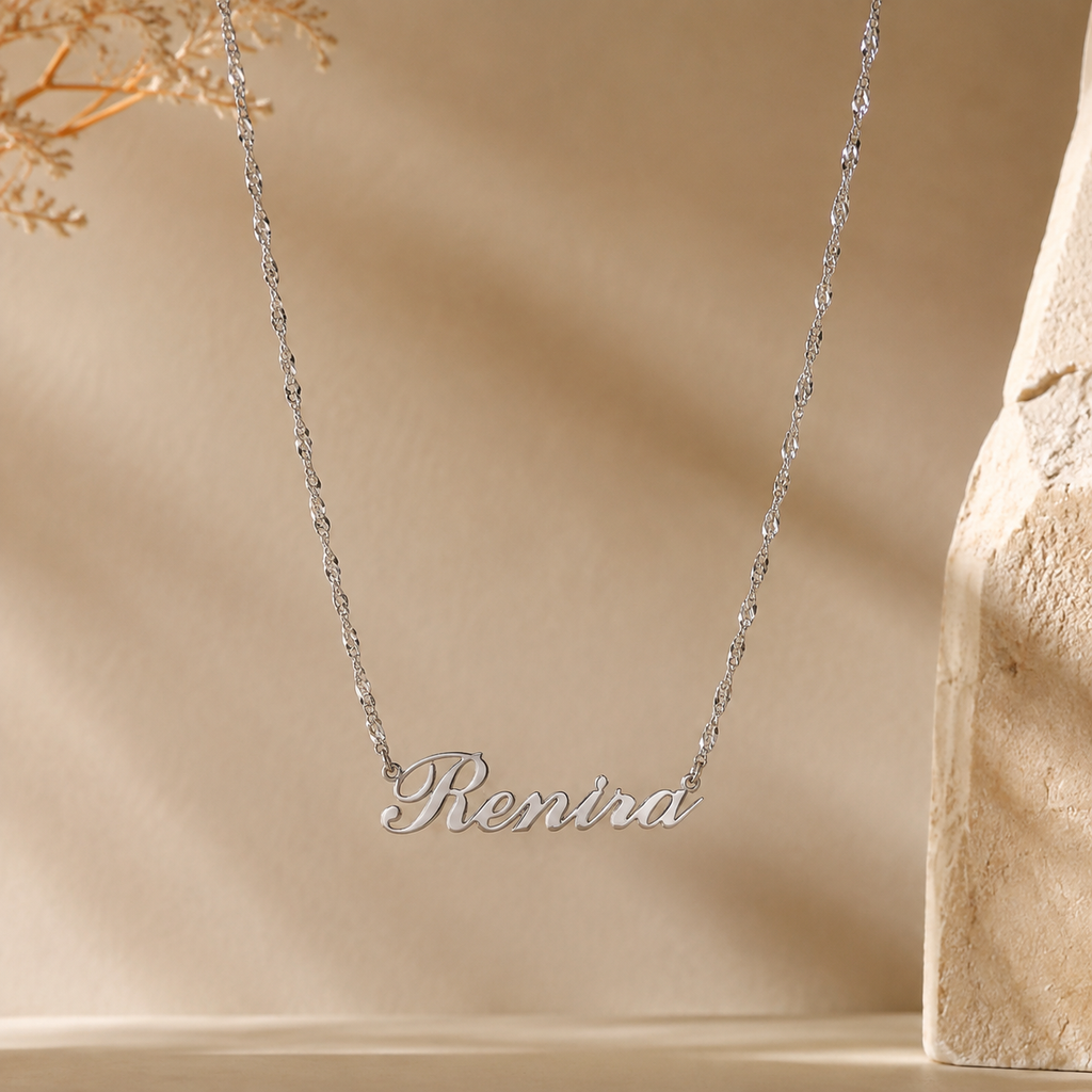 Light Script Name Necklace — Stainless Steel