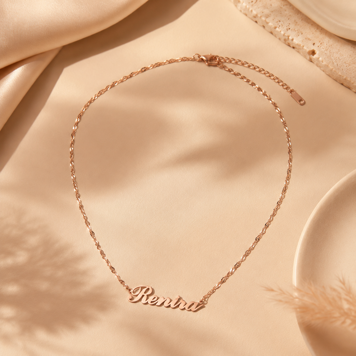 Light Script Name Necklace — Stainless Steel