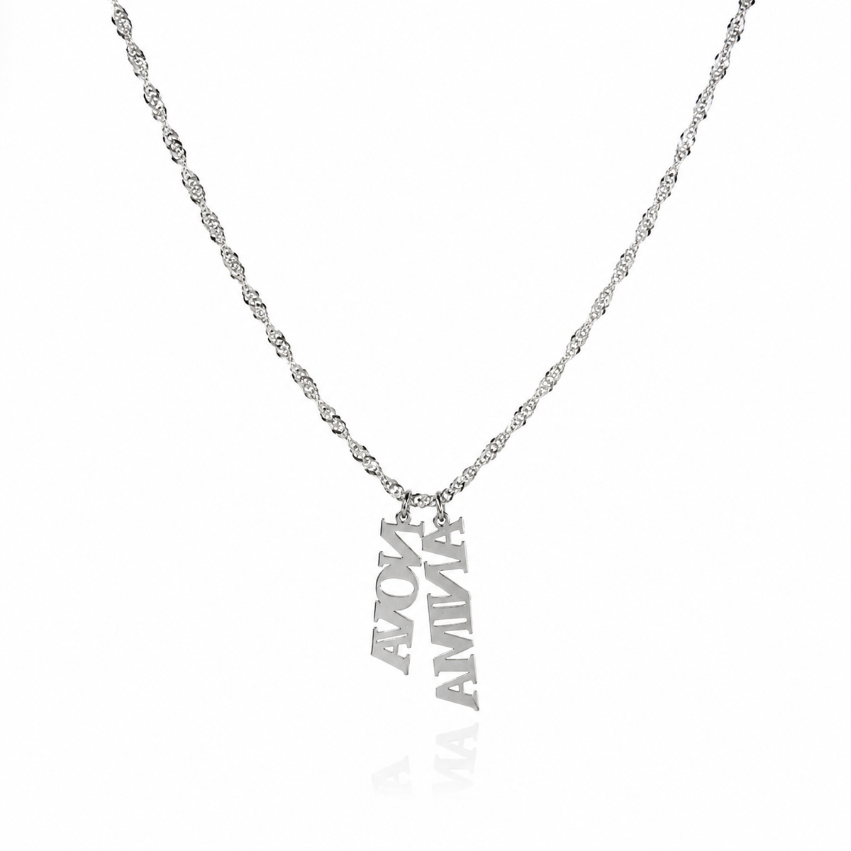 Vertical Name Necklace — Bold Block Letters | ANIMNOVA