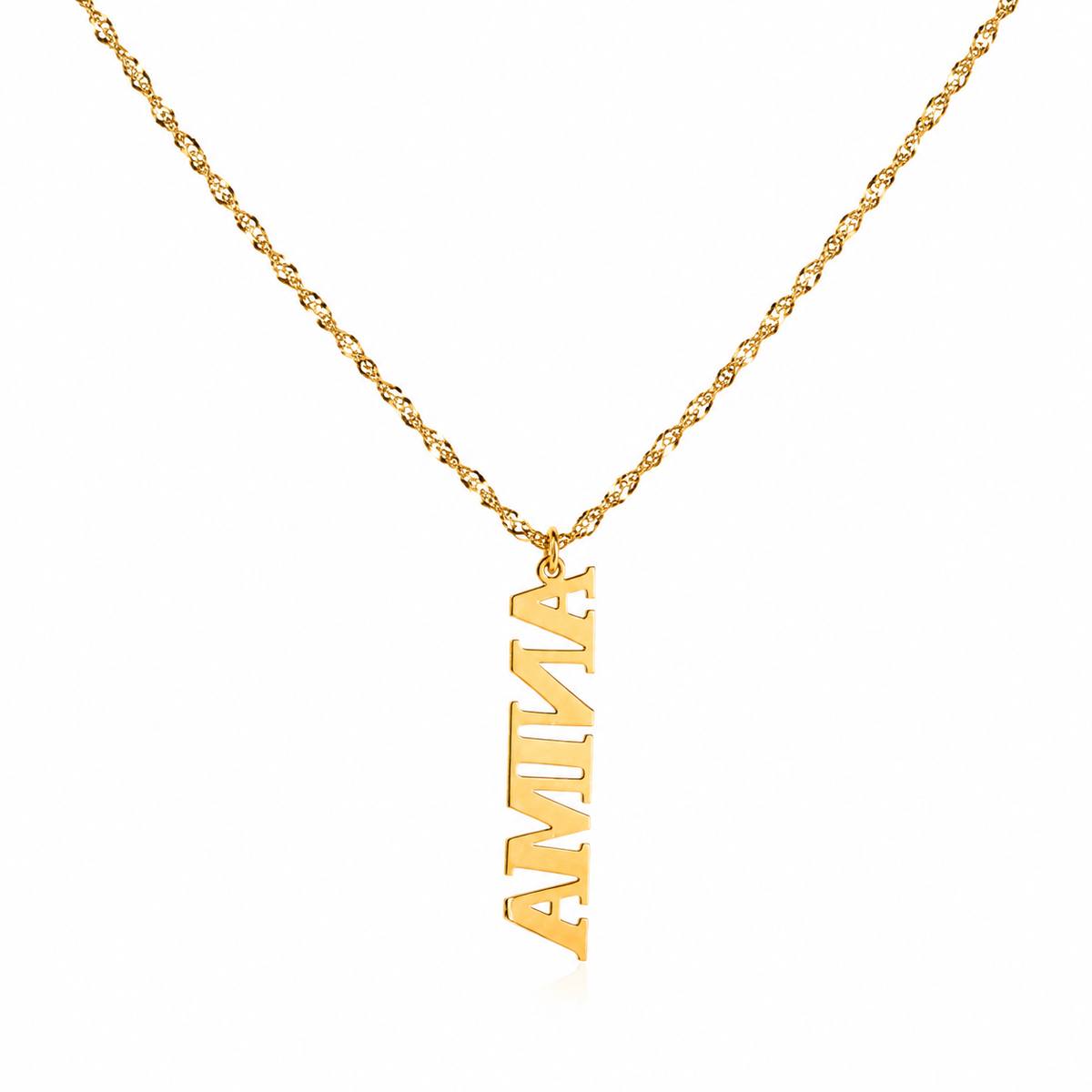 Vertical Name Necklace — Bold Block Letters | ANIMNOVA