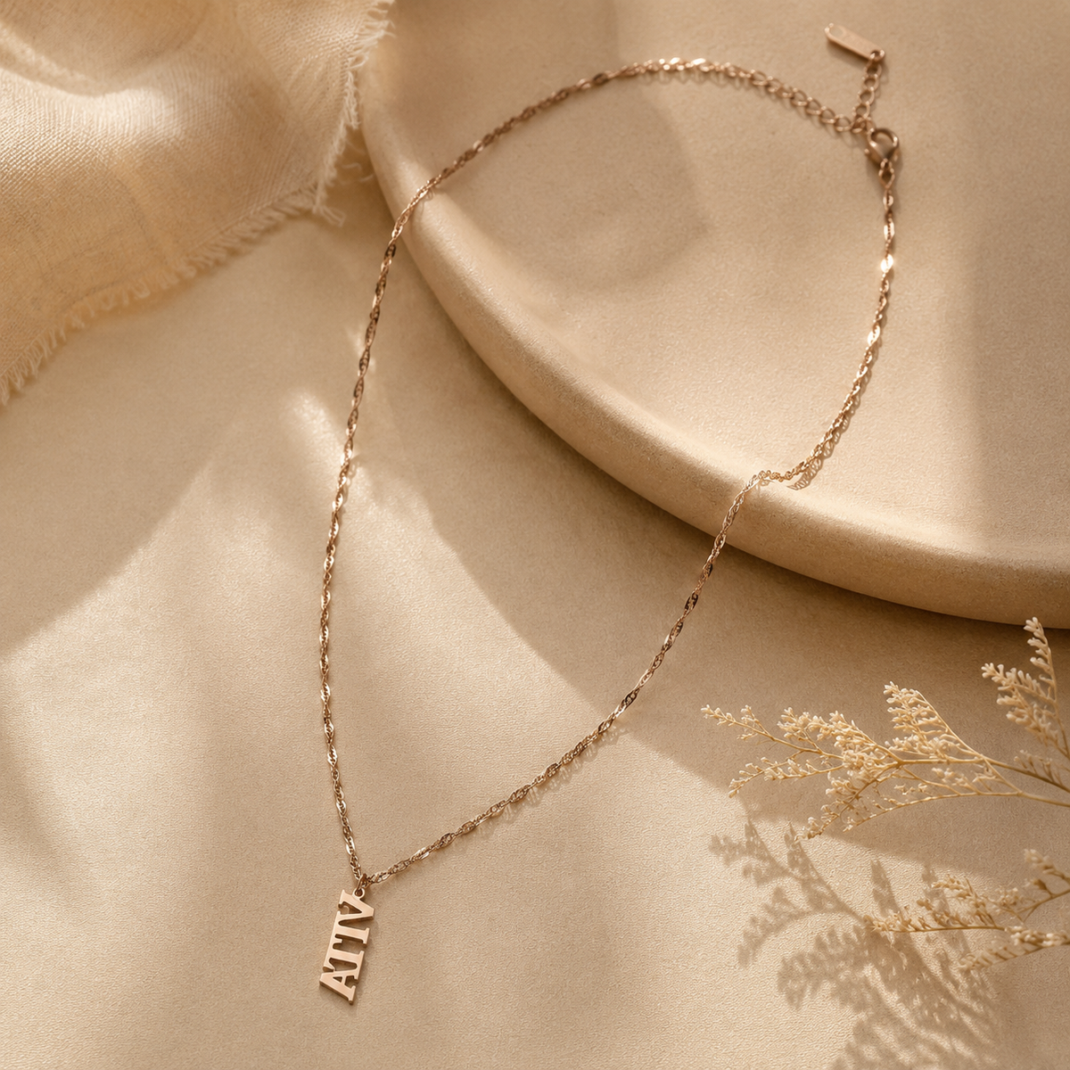 Vertical Name Necklace — Bold Block Letters | ANIMNOVA