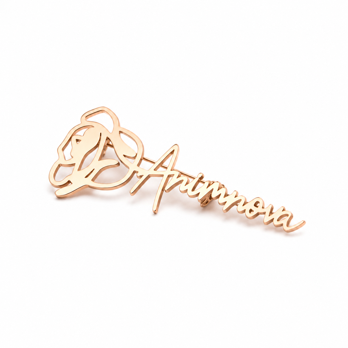 Script Name Rose Brooch — Stainless Steel