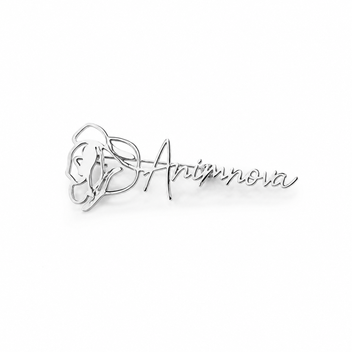 Script Name Rose Brooch — Stainless Steel