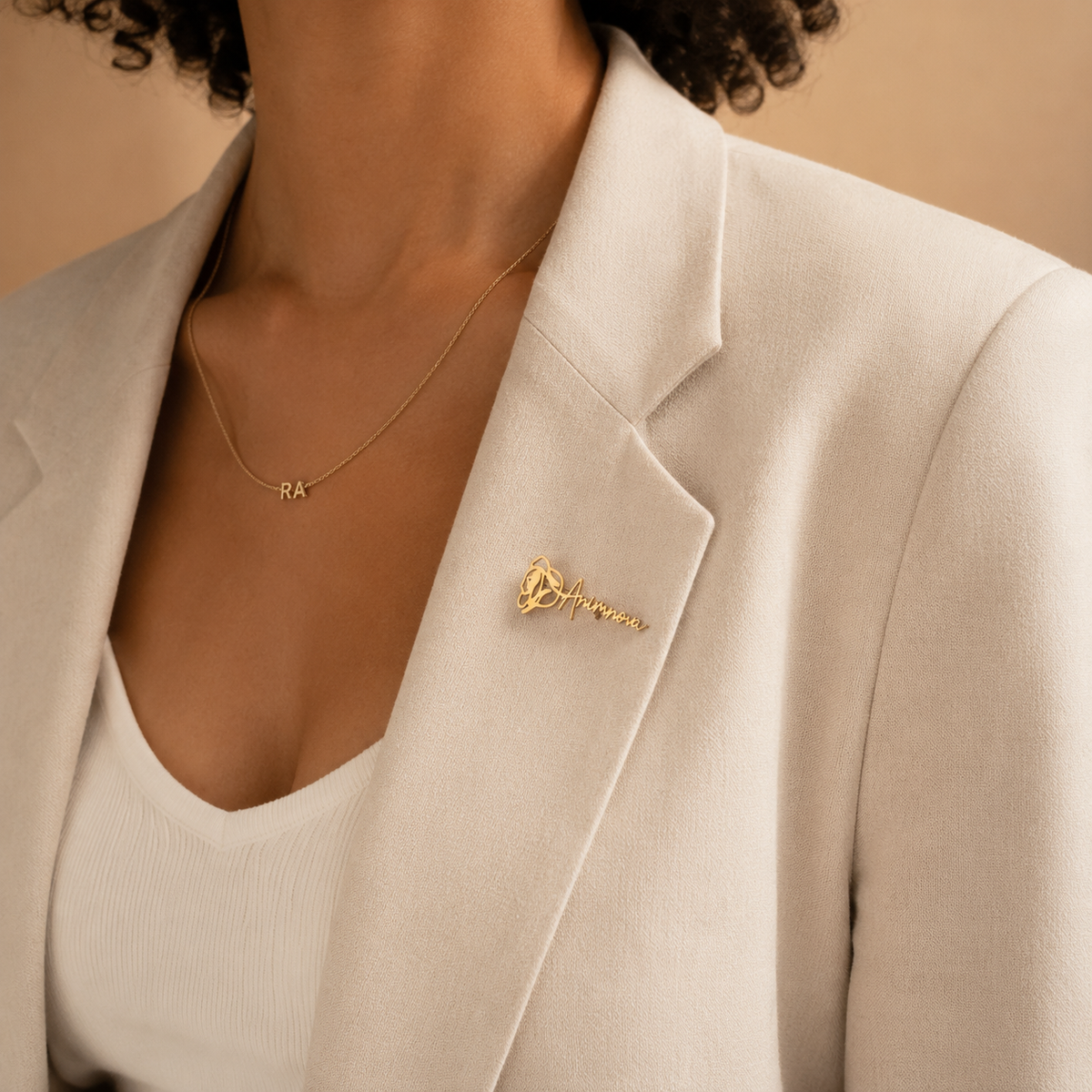 Script Name Rose Brooch — Stainless Steel