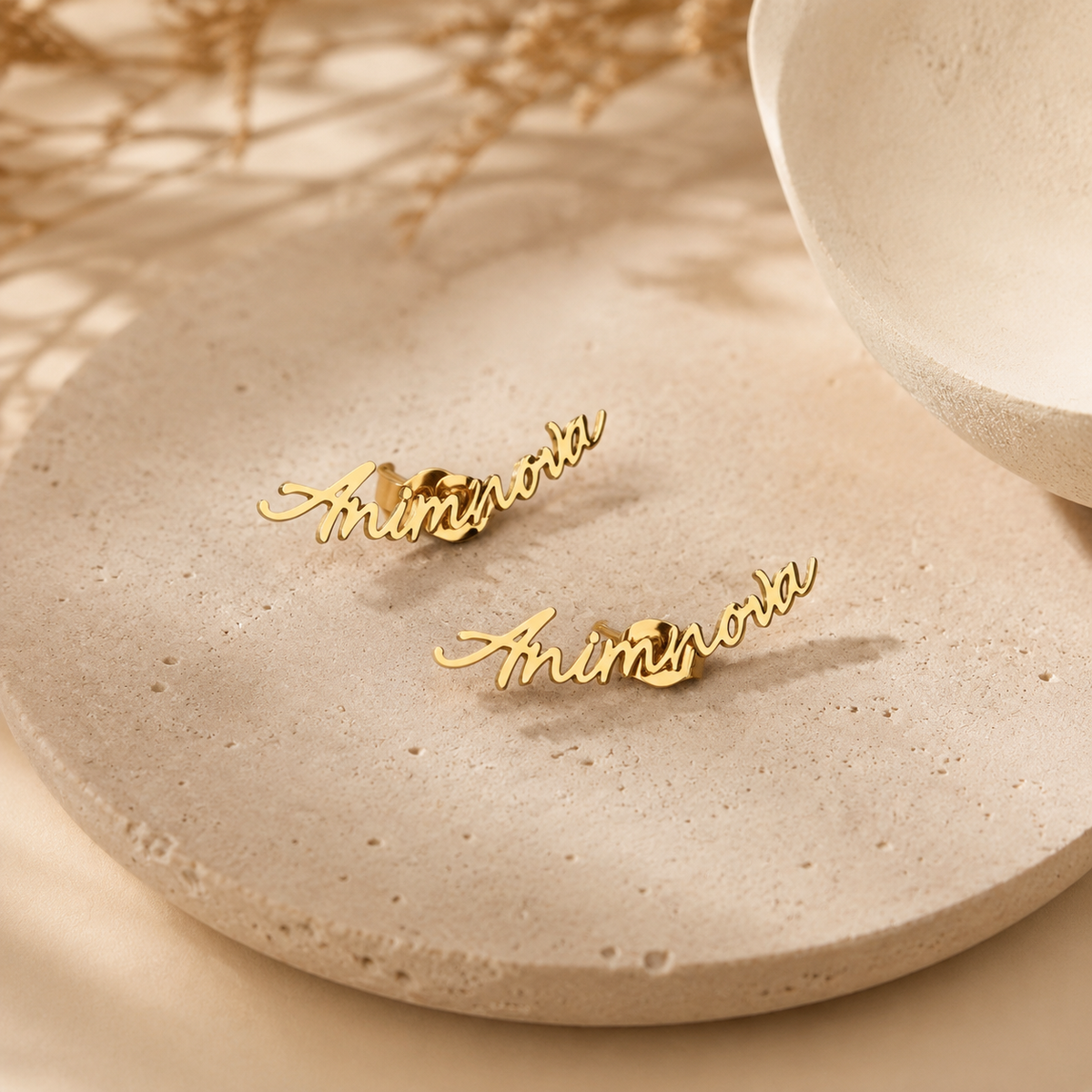 Script Name Stud Earrings — Stainless Steel | ANIMNOVA