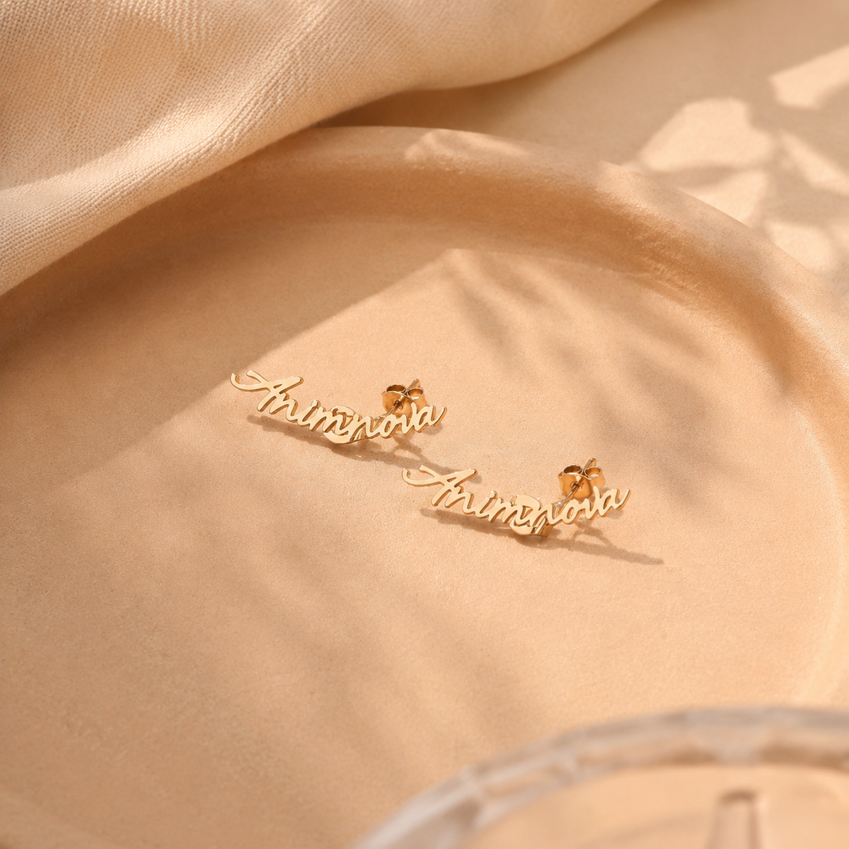 Script Name Stud Earrings — Stainless Steel | ANIMNOVA