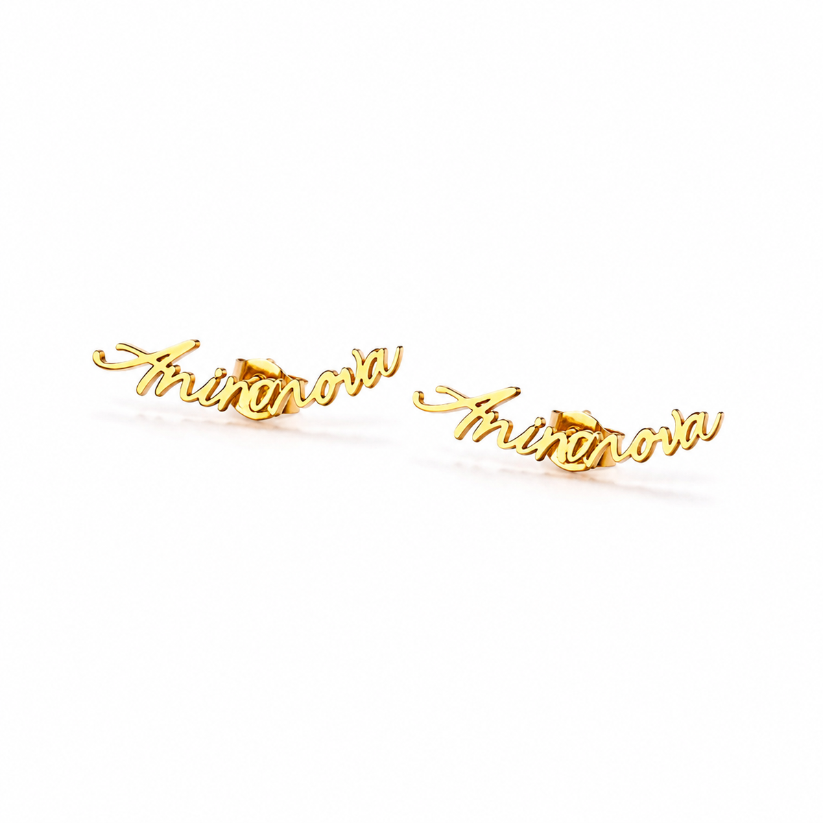 Script Name Stud Earrings — Stainless Steel | ANIMNOVA