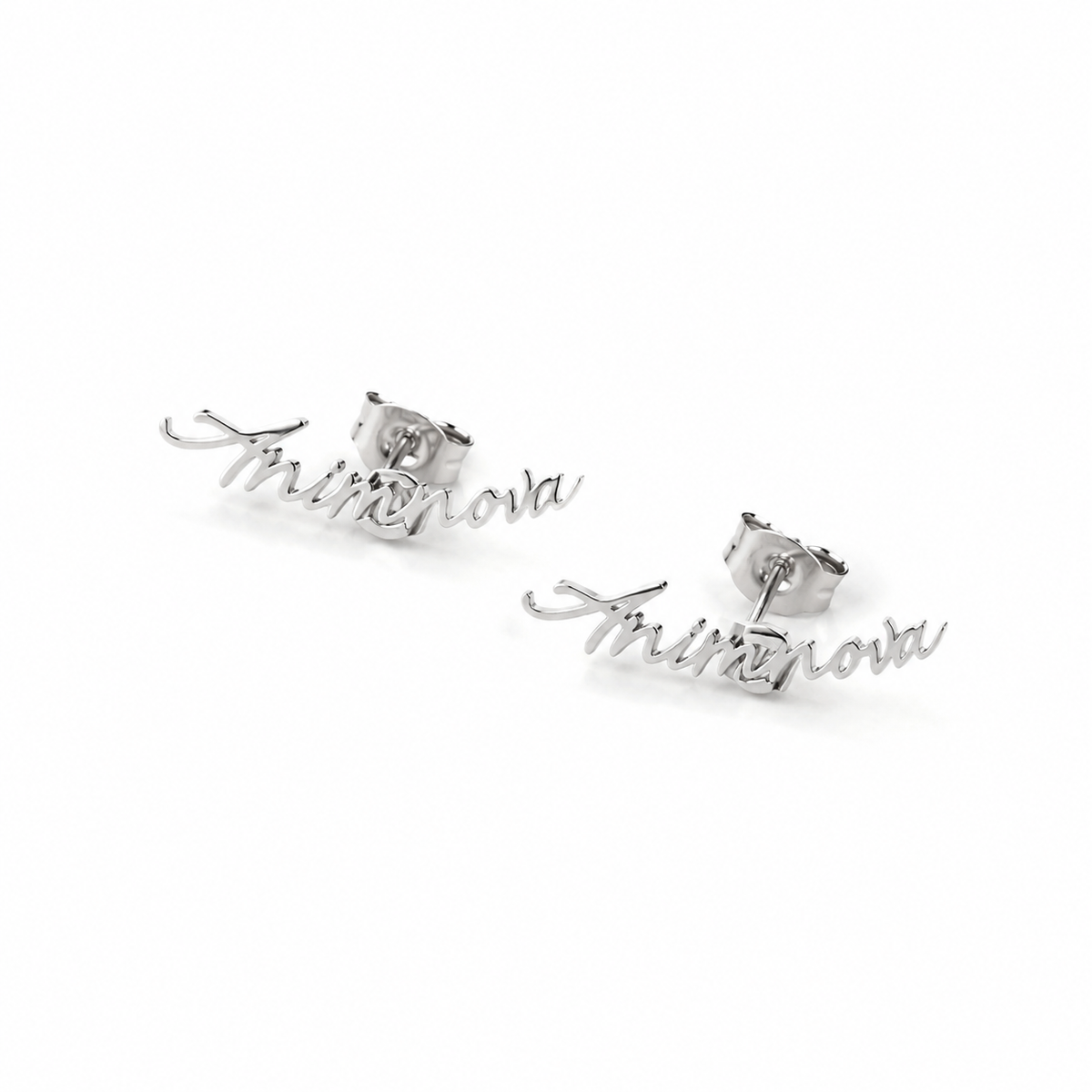 Script Name Stud Earrings — Stainless Steel | ANIMNOVA