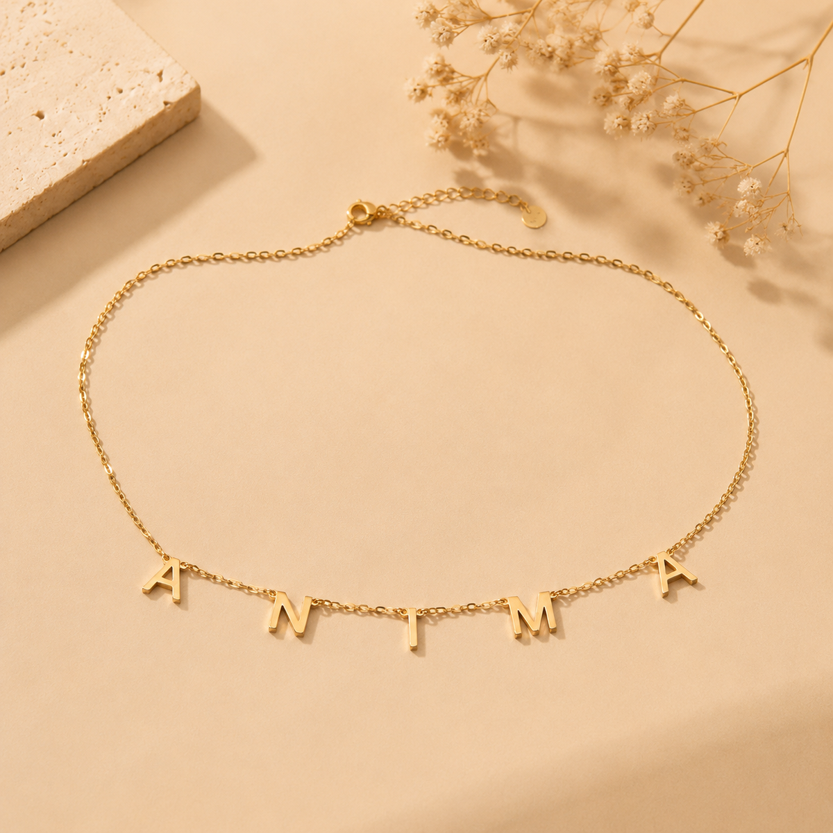 Spaced Letter Name Necklace — Stainless Steel