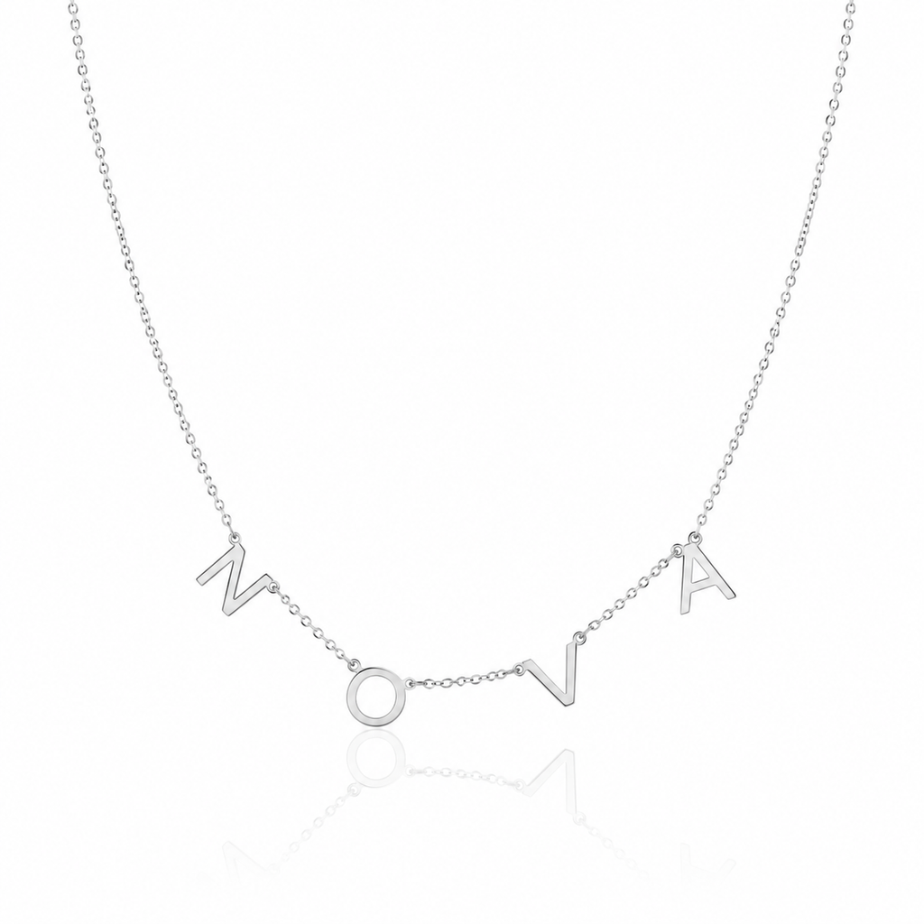 Spaced Letter Name Necklace — Stainless Steel