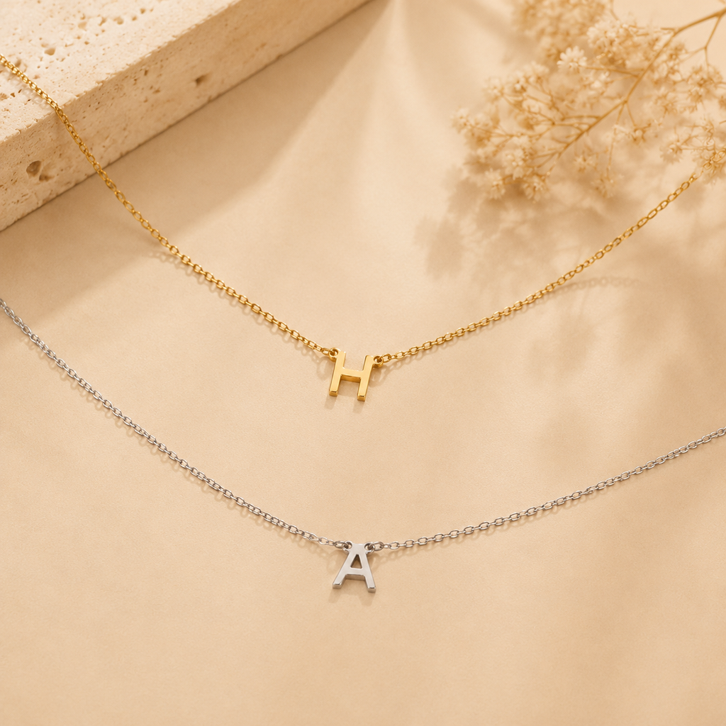 Spaced Letter Name Necklace — Stainless Steel