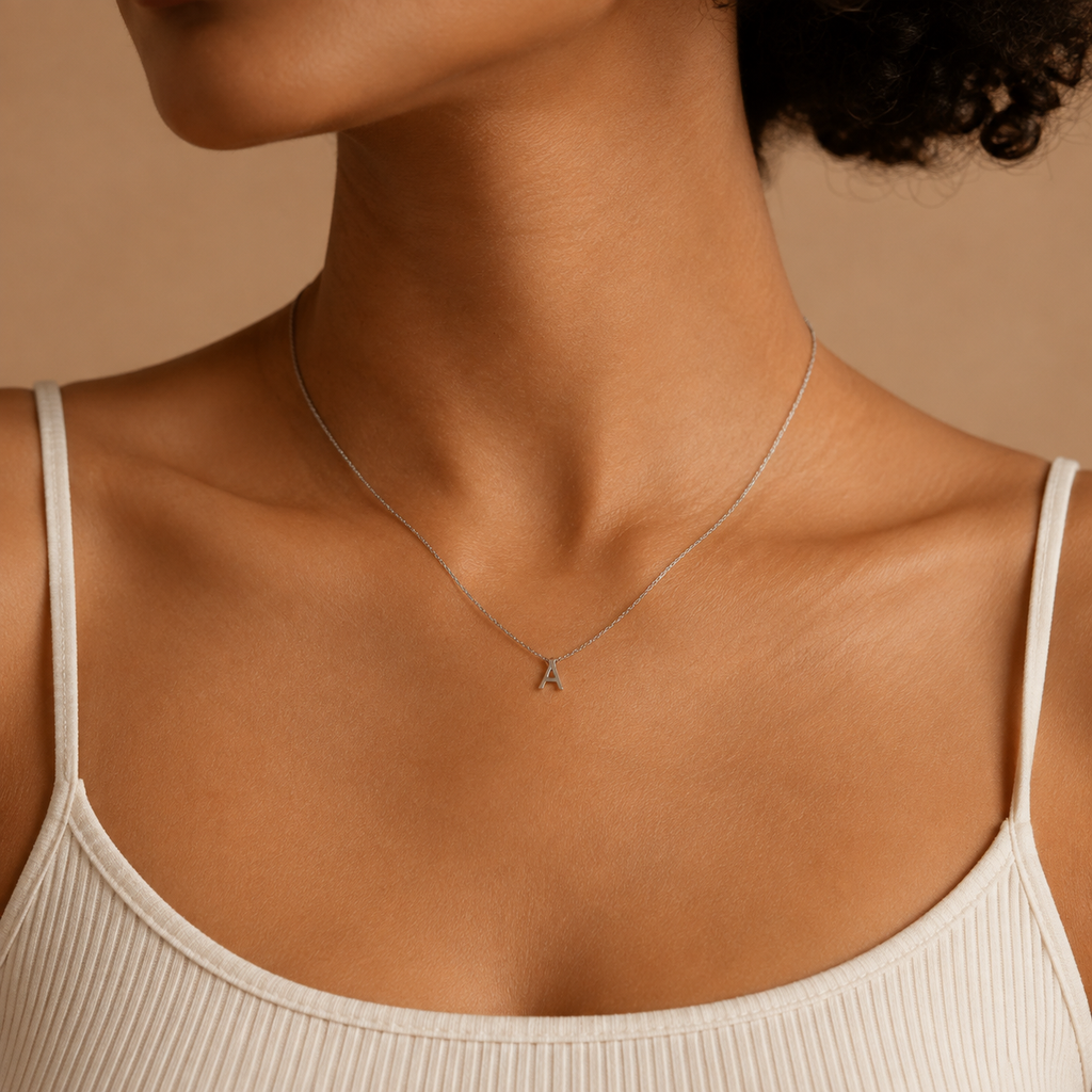Spaced Letter Name Necklace — Stainless Steel