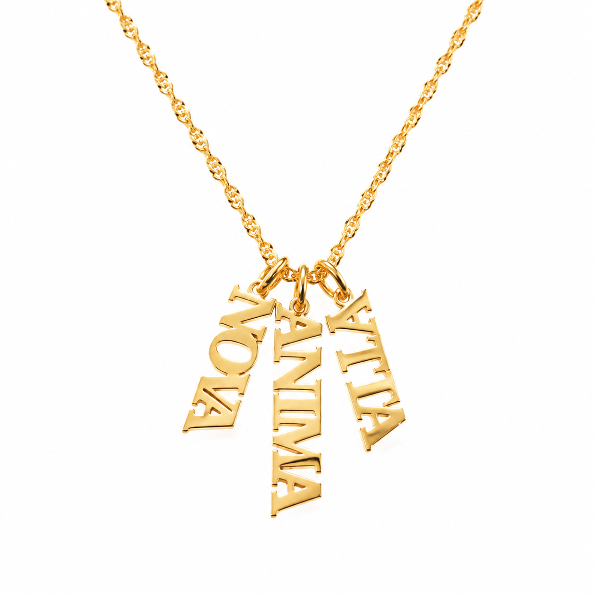 Vertical Name Necklace — Bold Block Letters | ANIMNOVA