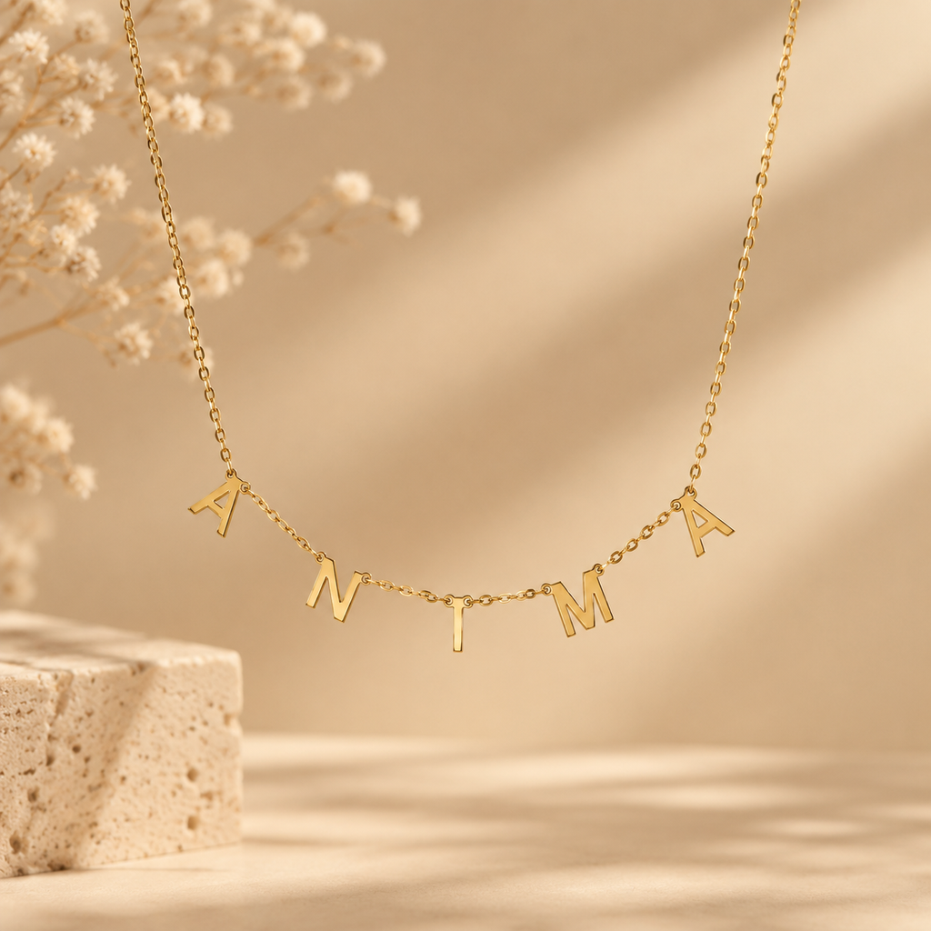 Spaced Letter Name Necklace — Stainless Steel