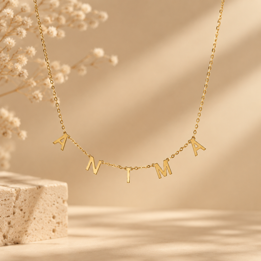Spaced Letter Name Necklace — Stainless Steel